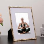 YiPinYin 8x10''Bamboo Detail Gold Metal Picture Frame with Acid Free Mat for 5x7... - Image 3