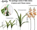 Set of 3pcs Real Touch Artificial Cymbidium Plants with Stems and Roots and 2pcs... - Image 3