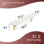 DINZI LVJ Long Wall Shelves, Set of 4, 31.5Inch Wall Mounted Shelves, Floating S... - Image 4
