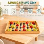 Bamboo Serving Tray Set of 2 with Handles, Nesting Wooden Serving Trays for Food... - Image 5