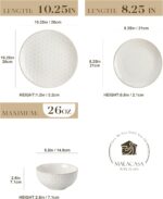 MALACASA 24 Piece Dinnerware Set, Embossed Ceramic Dish Sets Service for 8, Plat... - Image 3