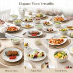 MALACASA 24 Piece Dinnerware Set, Embossed Ceramic Dish Sets Service for 8, Plat... - Image 6