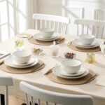 MALACASA 24 Piece Dinnerware Set, Embossed Ceramic Dish Sets Service for 8, Plat... - Image 7