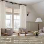 Pinch Pleated Linen Curtains 108 Inches Long for Living Room 2 Panels Set Cream ... - Image 3