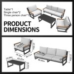 Aluminum Outdoor Furniture with Coffee Table,5 Seats Patio Furniture Set Section... - Image 3