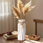 Elegant 8 Inch Ceramic Vase with Geometric Pattern, Decorative Vase with Jute Ro... - Image 6