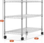 HealSmart 3-Tier Heavy Duty Storage Shelving Unit,Chrome,24.02" D x 13.78" W x 2... - Image 4
