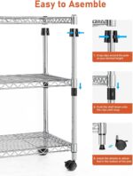 HealSmart 3-Tier Heavy Duty Storage Shelving Unit,Chrome,24.02" D x 13.78" W x 2... - Image 6
