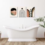 Boho Wall Art Prints Set of 3, Neutral Abstract Geometric Canvas Artwork for Bed... - Image 4