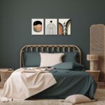 Boho Wall Art Prints Set of 3, Neutral Abstract Geometric Canvas Artwork for Bed... - Image 5