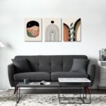 Boho Wall Art Prints Set of 3, Neutral Abstract Geometric Canvas Artwork for Bed... - Image 7