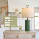 PoKat 24" Modern Ceramic Table Lamps Set of 2 for Bedroom, Green Bedside Lamps f... - Image 3