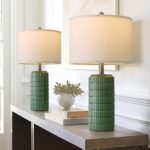 PoKat 24" Modern Ceramic Table Lamps Set of 2 for Bedroom, Green Bedside Lamps f... - Image 4