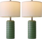 PoKat 24" Modern Ceramic Table Lamps Set of 2 for Bedroom, Green Bedside Lamps f... - Image 6
