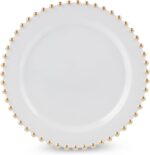 Royalset – 50 Premium Dinner Plates, Heavy-Duty White Plastic with Gold Beaded R... - Image 3