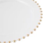 Royalset – 50 Premium Dinner Plates, Heavy-Duty White Plastic with Gold Beaded R... - Image 5