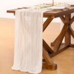 Socomi Ivory White Cheesecloth Table Runner Summer Boho Rustic Gauze 120 inch 10... - Image 5