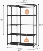 Portable Closets for Hanging Clothes, Wardrobe Closet with Hanging Rod and Cloth... - Image 4