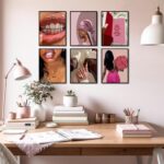 Black Girl Wall Art Pink Black Woman Canvas Wall Decor African American People A... - Image 5