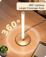 EDISHINE Modern Table Lamp, LED Slim Bedside Lamp with 360° Illumination, Steple... - Image 3