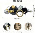 ERMOFAV Modern Abstract Metal Wall Art, Gold Black and White Geometric Décor Art... - Image 3