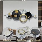 ERMOFAV Modern Abstract Metal Wall Art, Gold Black and White Geometric Décor Art... - Image 4
