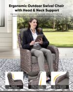 HUMMUH Luxury Patio Furniture Set 6-inch Thick Cushions High Back Swivel Rocker ... - Image 4