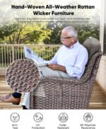 HUMMUH Luxury Patio Furniture Set 6-inch Thick Cushions High Back Swivel Rocker ... - Image 5