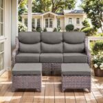 HUMMUH Luxury Patio Furniture Set 6-inch Thick Cushions High Back Swivel Rocker ... - Image 10