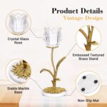 Candle Holder, Cut Rose Shaped Brass Candle Holder High-end Light Luxury Creativ... - Image 3
