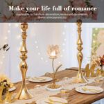 Candle Holder, Cut Rose Shaped Brass Candle Holder High-end Light Luxury Creativ... - Image 5