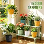 8" Water Wave Plant Pots with Drainage Holes & Saucers, 4 Pack Modern Textured M... - Image 3