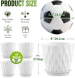 8" Water Wave Plant Pots with Drainage Holes & Saucers, 4 Pack Modern Textured M... - Image 4