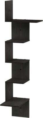 Furinno Rossi Wall Mounted Shelves, 5-Tier Rectangle, Espresso/Black - Image 4