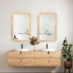 PERFNIQUE Rattan Mirror, 30'' x 20" Rectangle Boho Bathroom Mirror, Decorative W... - Image 7