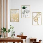 SwallowLiving Gold Wall Decor, 3 Pieces Metal Wall Art for Living Rooom, Luxurio... - Image 5