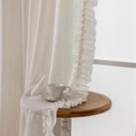 Farmhouse Curtains 84 Inches Long 2 Panels Natural Linen Textured Ruffle Curtain... - Image 4