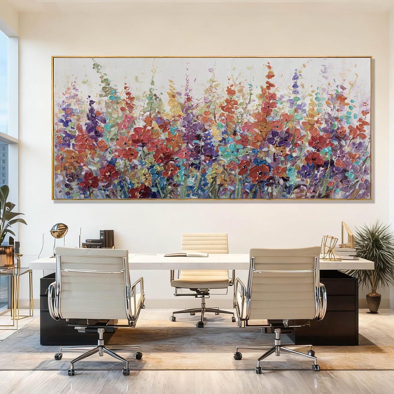 XIANSHOU Colorful Oversized Wall Art Flower Wall Decor Modern Canvas Posters 32"... - Image 3