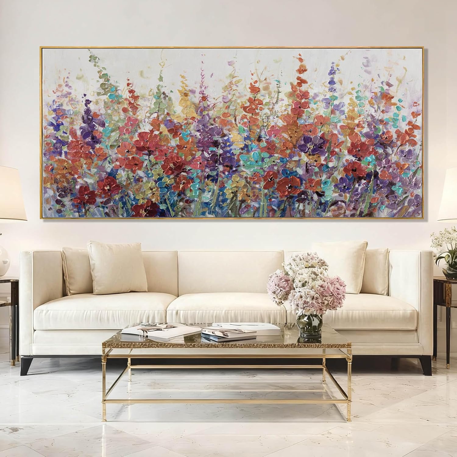 XIANSHOU Colorful Oversized Wall Art Flower Wall Decor Modern Canvas Posters 32"... - Image 5