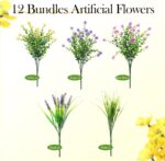 12 Pack Artificial Flowers & Plants for Outdoor Decor - Autumn Faux Eucalyptus &... - Image 4
