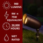 Nuvo 62-1205 Outdoor Landscape Spotlight, Waterproof LED Fixture, Yard Flood Lig... - Image 3