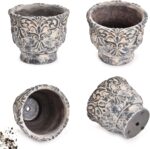 Sungmor 7.3 Inch Cement Plant Pot for Plants, Succulent Planter with Embossed De... - Image 3