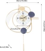 Large Modern Metal Wall Clocks Luxury Silent Hanging Clock with Swing Pendulum f... - Image 6