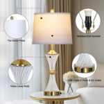 Rinweey Crystal Glass Table Lamp Set of 2 with USB C+A Ports & AC Outlet, White ... - Image 6
