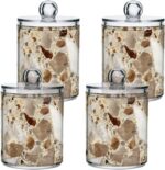 2 Pack Beige and Brown Marble Print Apothecary Jars with Lid, 10 Oz Clear Plasti... - Image 3
