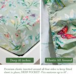 URBONUR Garden Floral Sheets Set Sage Green 4Pcs Full Size, Egyptian Cotton Silk... - Image 5