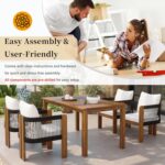 VilroCaz Luxury 5-Piece Patio Dining Set for 4, Acacia Wood Dinning Set with 4 R... - Image 5