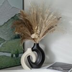 Black and Off-White Vases for Decor, Hollow Ceramic Vase Set of 2, Nordic Minima... - Image 4