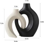 Black and Off-White Vases for Decor, Hollow Ceramic Vase Set of 2, Nordic Minima... - Image 5
