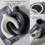 Black and Off-White Vases for Decor, Hollow Ceramic Vase Set of 2, Nordic Minima... - Image 6